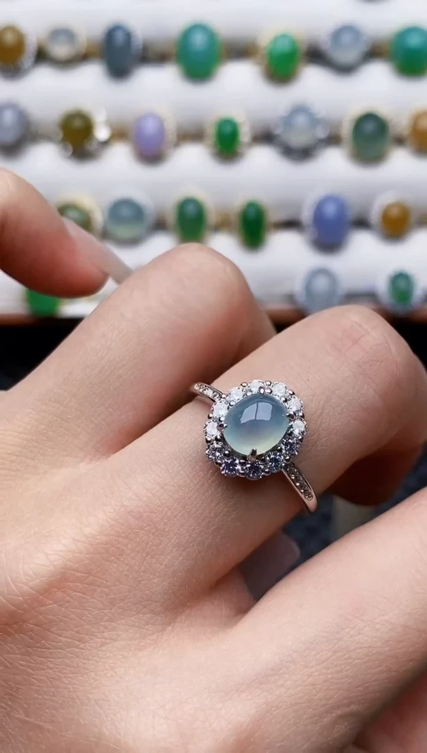 银S925镶嵌戒指翡翠1073