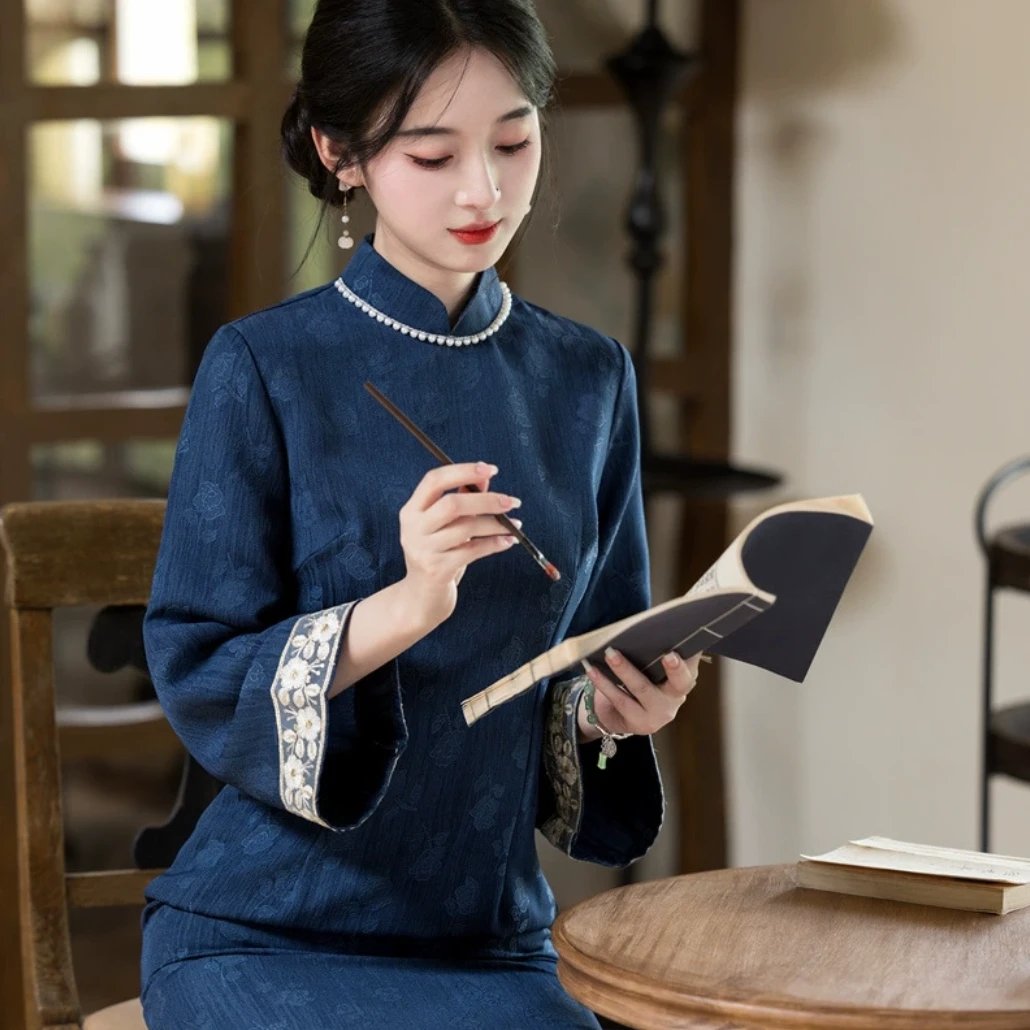 【荷露】新中式国风改良旗袍裙女春秋2025新款温柔文艺收腰复