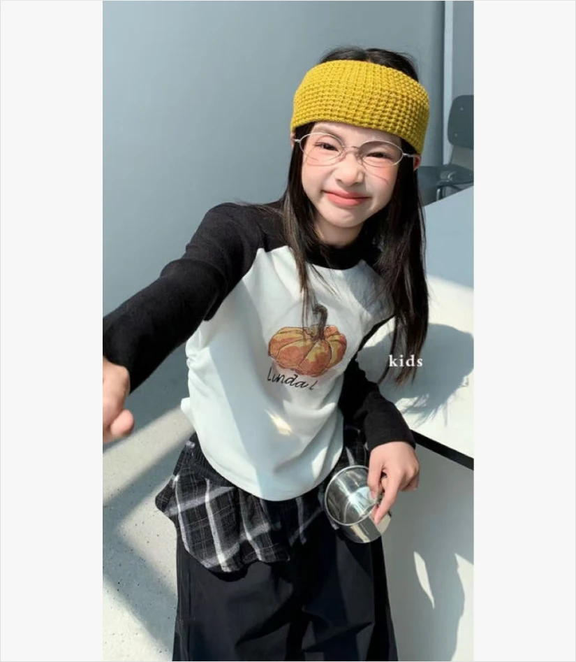 D03  韩版男童女童新款时尚儿童洋气百搭休闲打底衫