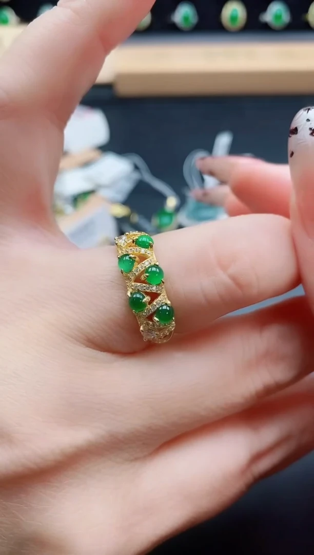 银S925镶嵌戒指翡翠1