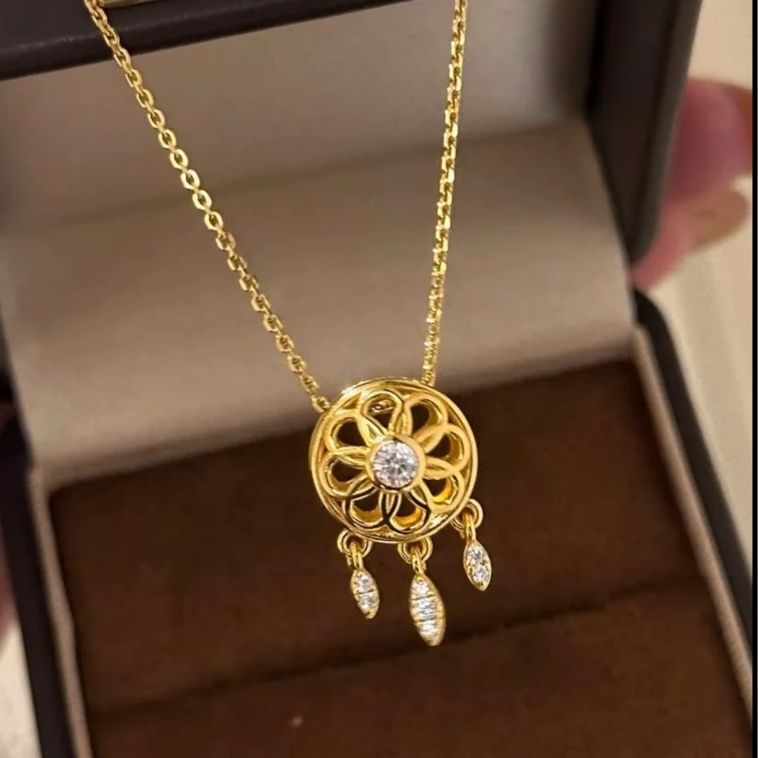 项链 黄色 点钻捕梦网项链ins A51