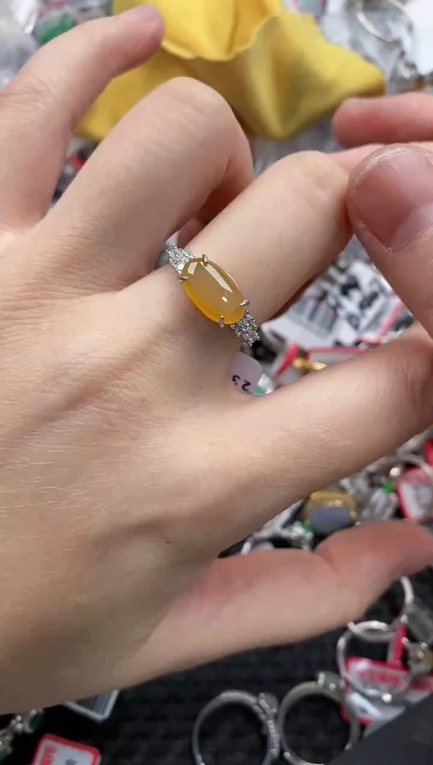 银S925镶嵌戒指翡翠666----2