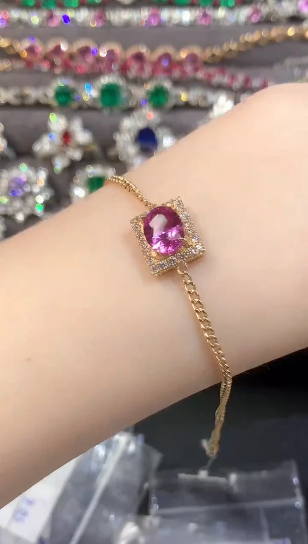 彩色蓝宝石手链18K金镶嵌E530|12800