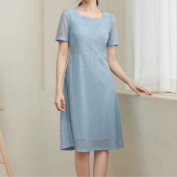 知臣网格修身连衣群