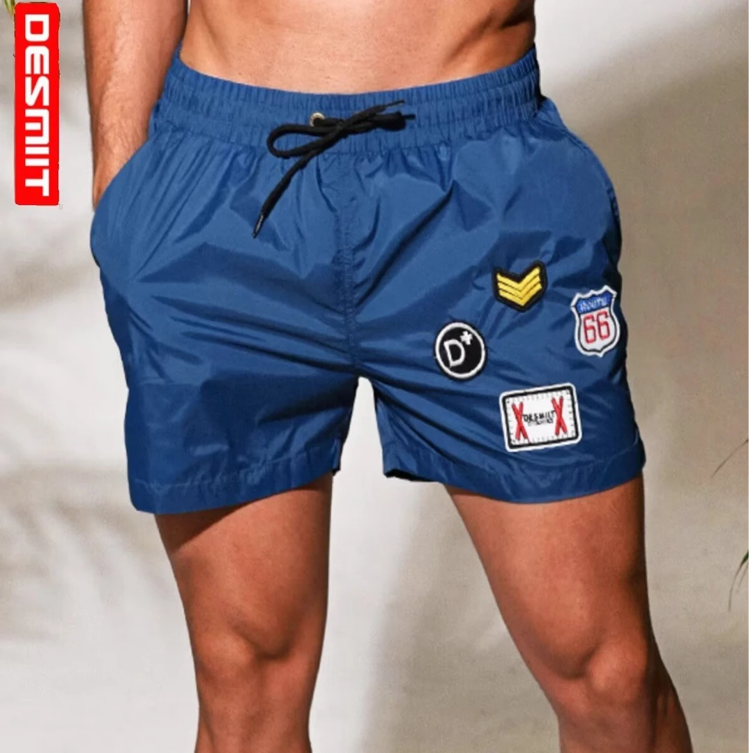 男士夏季休闲短裤三分基础款绣标速干可下水沙滩裤宽松裤衩外穿潮