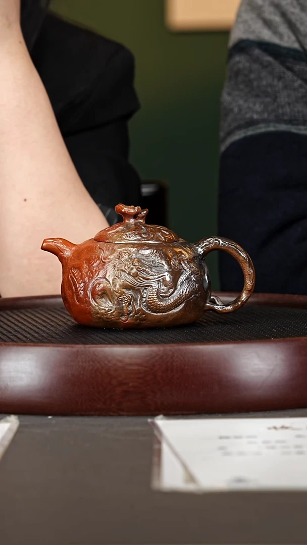 茶壶紫砂59鲍宜明 供春 可心窑变320cc
