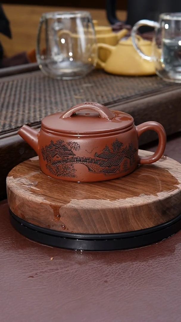 【闪购商品】紫砂茶壶烟雨江南刻绘汉瓦紫砂壶