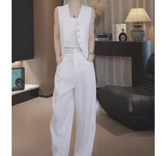 2025春季新款网红同款洋气减龄气质休闲百搭马甲裤子叶roc