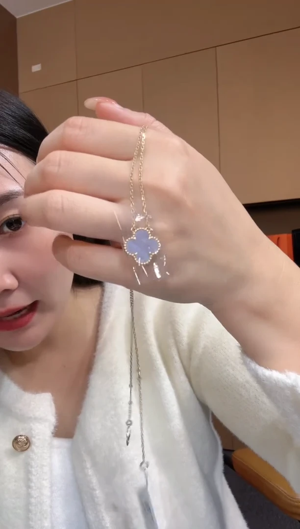 【闪购商品】玛瑙/玉髓套链18K金镶嵌紫色k黄，四叶草套链GHJ