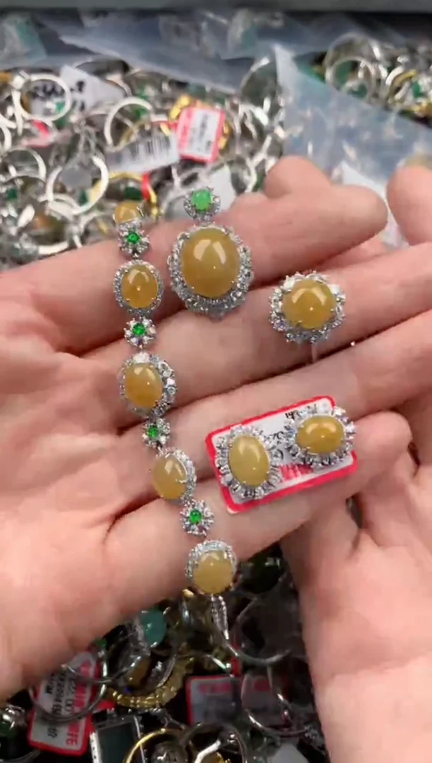 银S925镶嵌戒指翡翠333   9