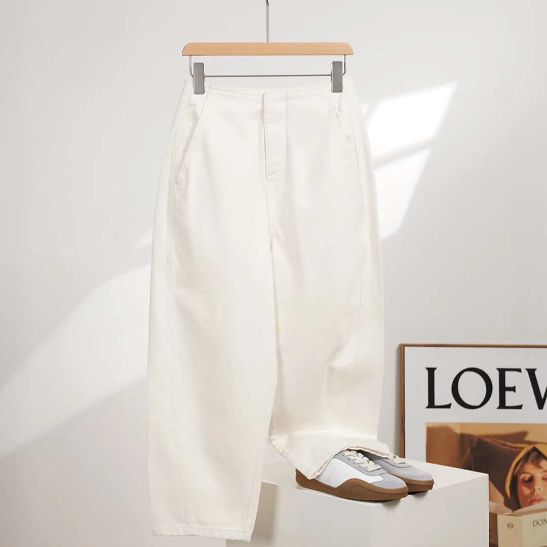 Bing Studios｜镰刀裤白色牛仔高腰宽松收腿裤 YS-2420