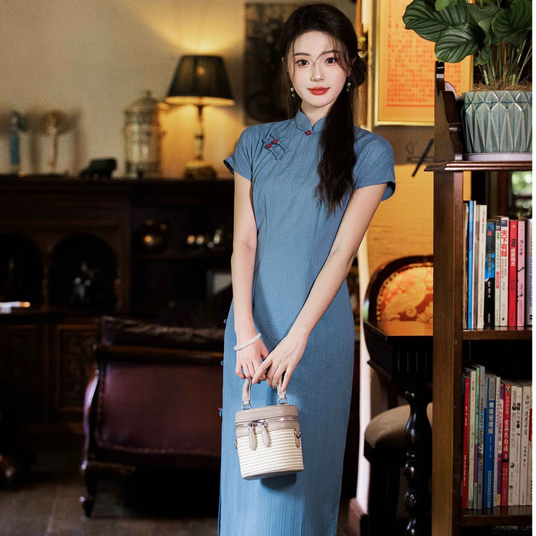 《晚意》120CM夏季新款古风复古中国风民国风少女文艺日常旗袍裙