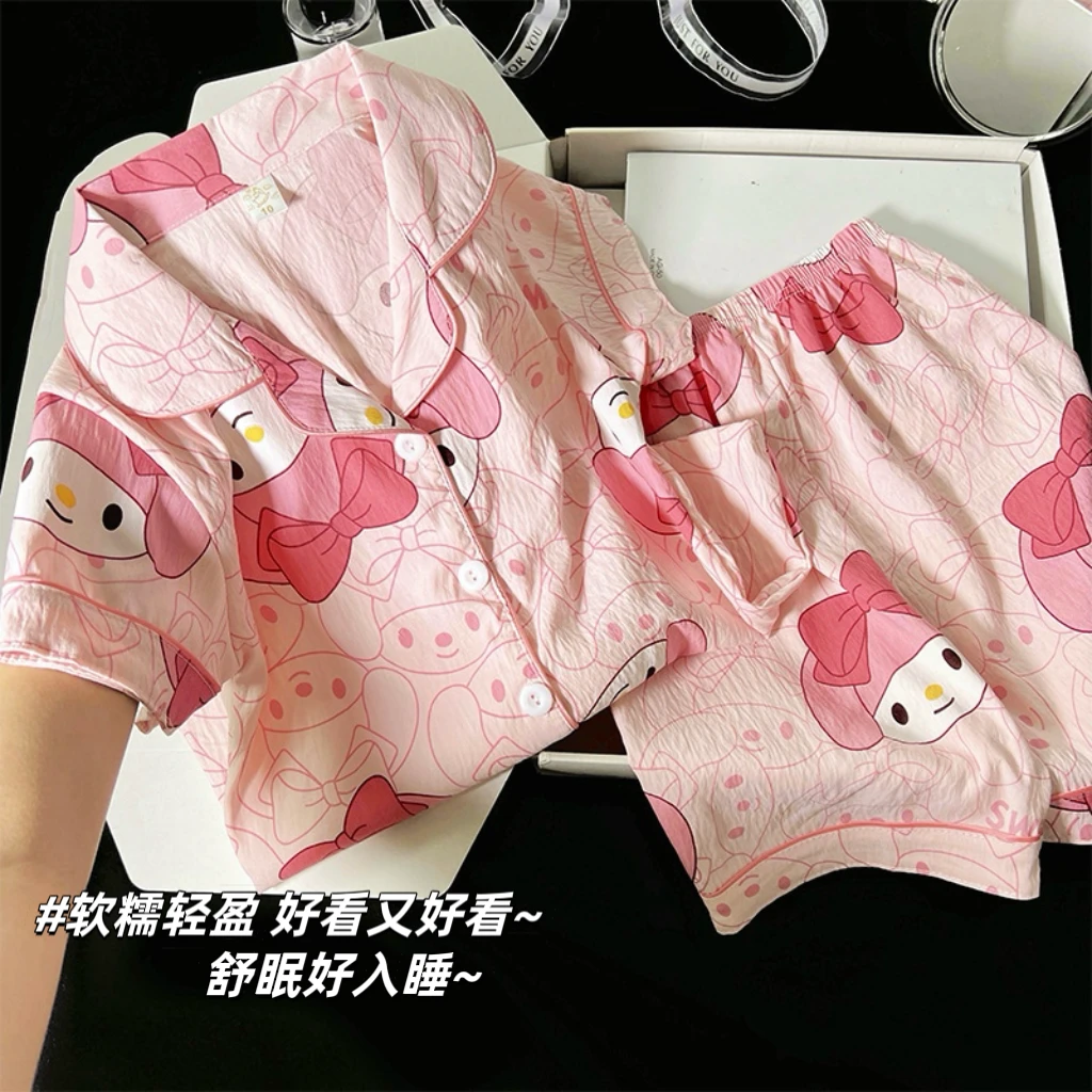 儿童睡衣女夏季短袖短裤小女孩2025新款美乐蒂女童家居服孩子套装