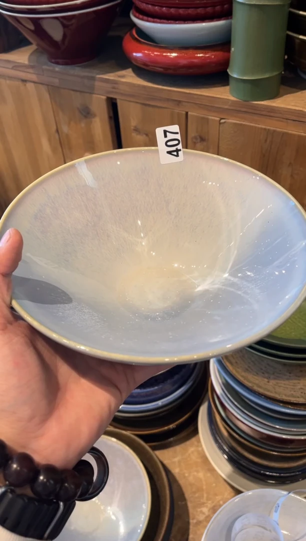 【闪购商品】瓷片407  微瑕粉黛釉斗笠碗1个