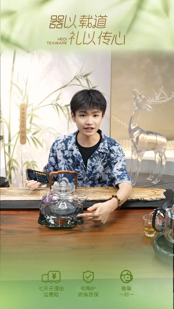 1个星璨方形电陶炉+1个雅韵壶透明色