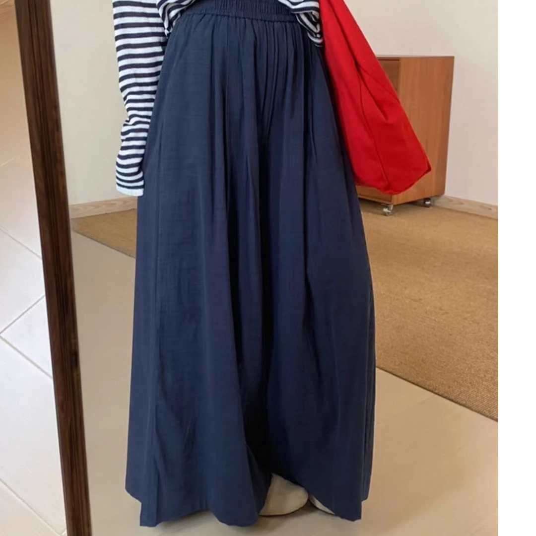 棉麻高腰显瘦秋季新款韩版休闲松紧腰百搭阔腿裤爆款女款后妈裤