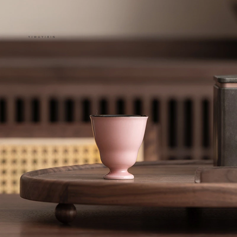 宜物宜心流霞粉黛单杯釉下彩个人专用闻香杯陶瓷杯女士专用品茗杯