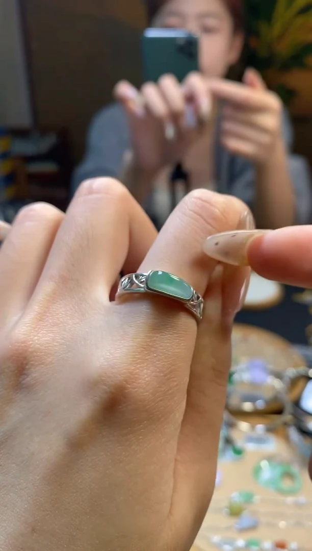 颈饰银S925镶嵌翡翠净货15007