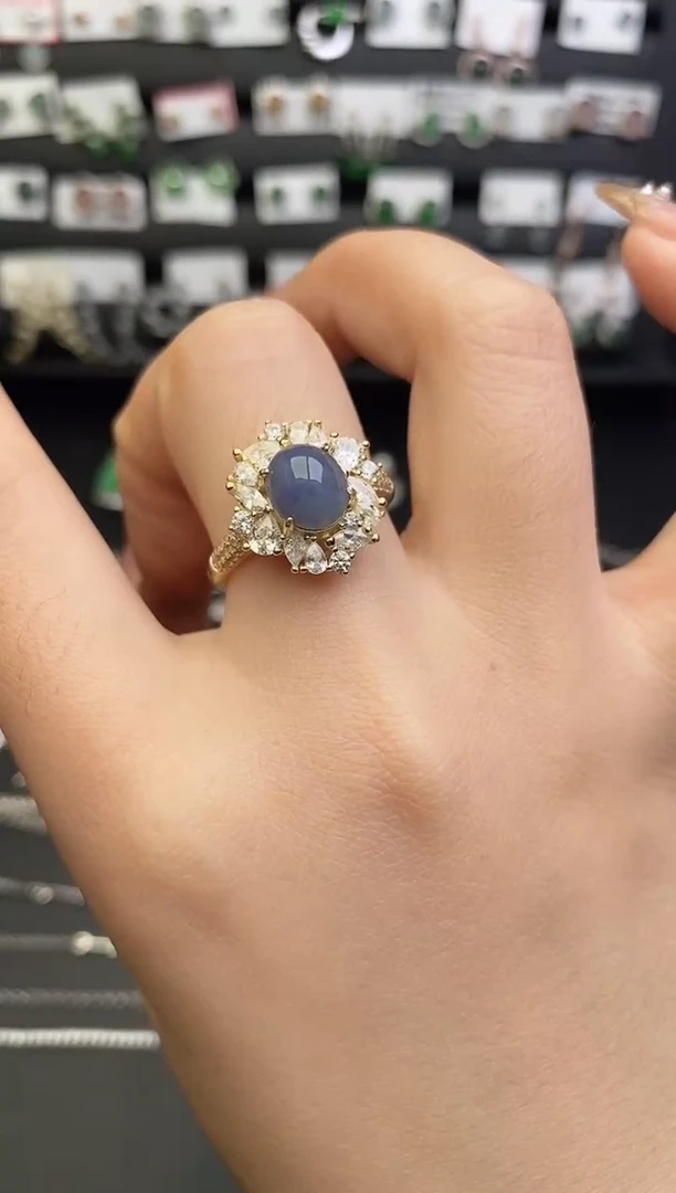 银S925镶嵌戒指翡翠0