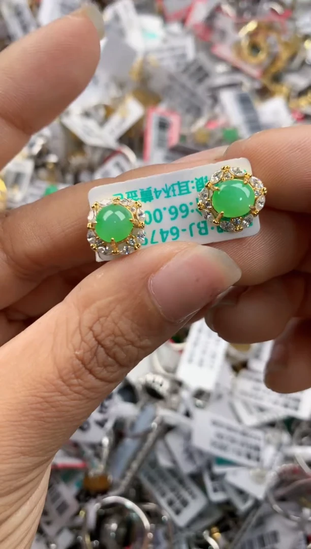银S925镶嵌戒指翡翠444---2