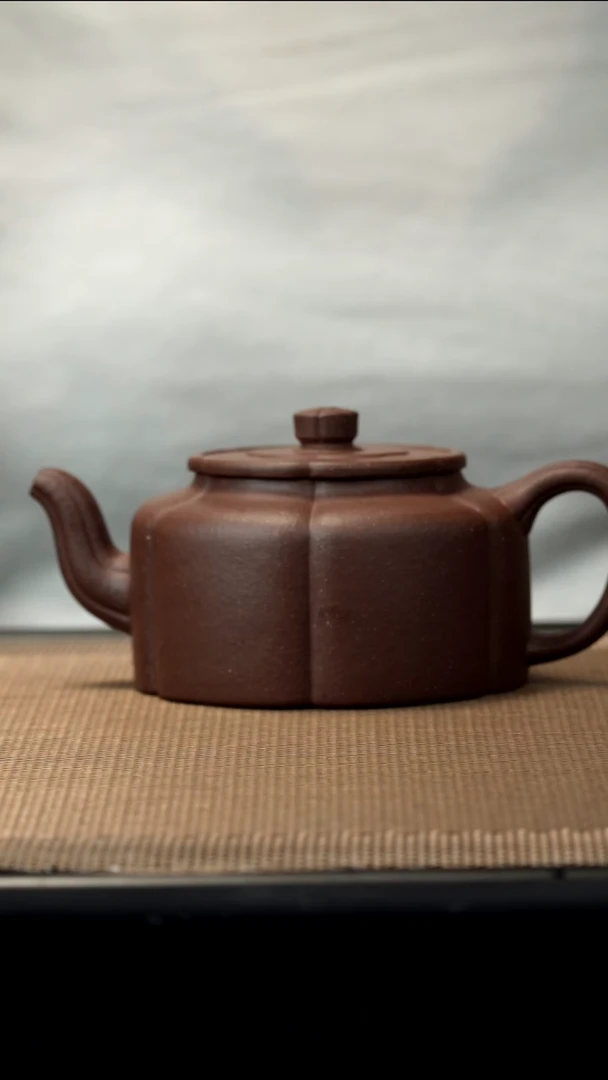 紫砂茶盏老紫泥筋纹周盘