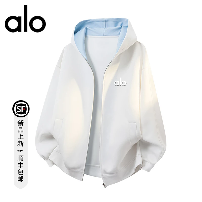 alo潮牌 2025新款美式休闲秋季时尚连帽卫衣宽松男女宽松开衫外套