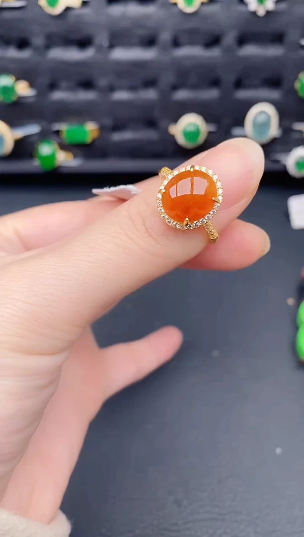 银S925镶嵌戒指翡翠天然a货翡翠203