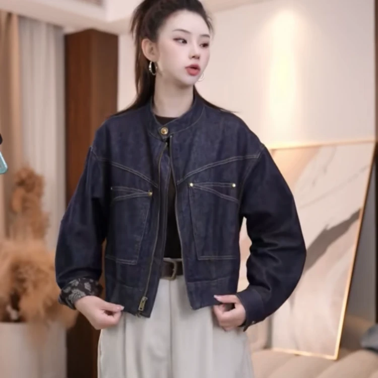 小个子超好看印花拼接牛仔短外套女2025新款高级感短款夹克上衣潮