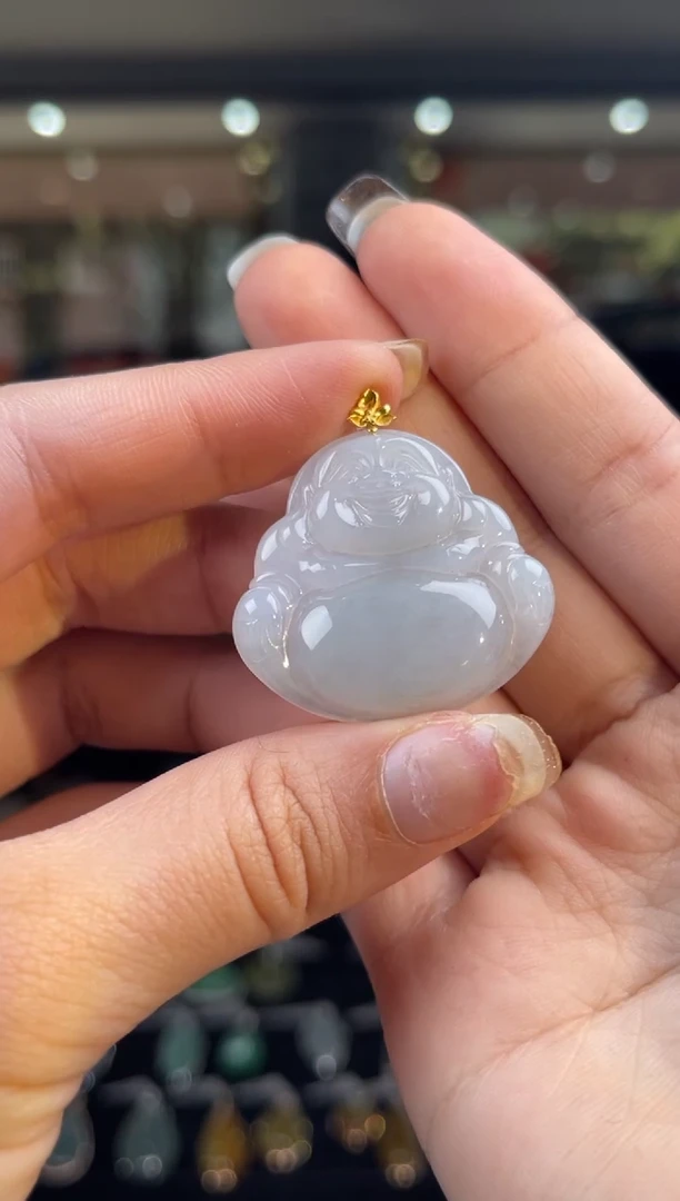 颈饰18K金镶嵌翡翠33号标签撕毁不退换