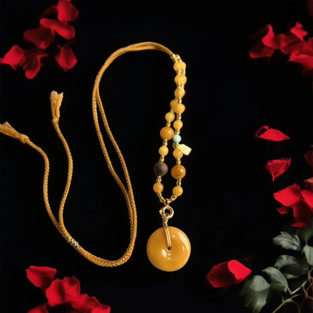 J071 蜜蜡平安扣项链