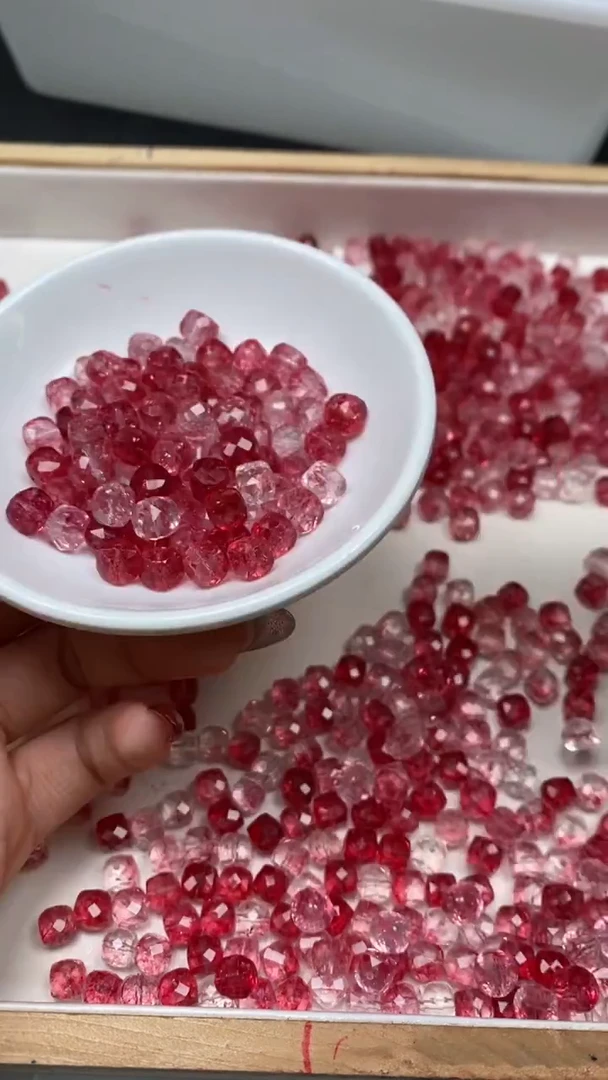 未镶嵌散珠碧玺E558 卢比来红碧玺方糖8mm10颗8元