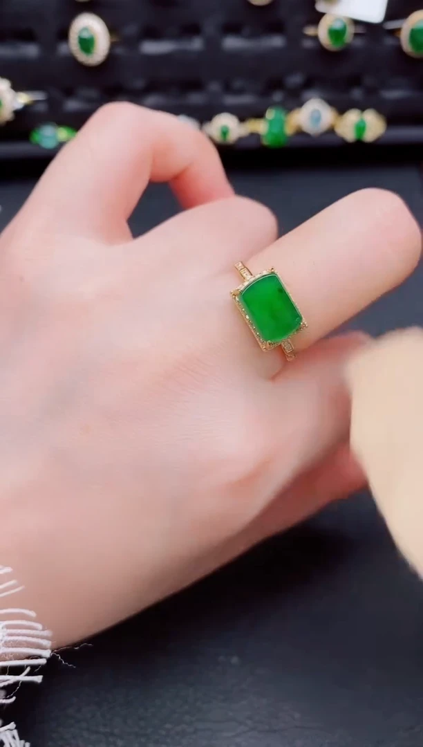 【闪购商品】翡翠戒指银S925镶嵌天然a货翡翠183