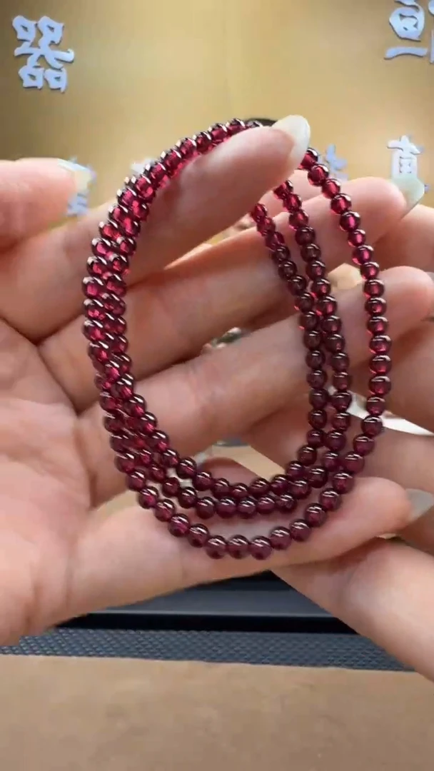 颈饰未镶嵌石榴石项链3-4mm