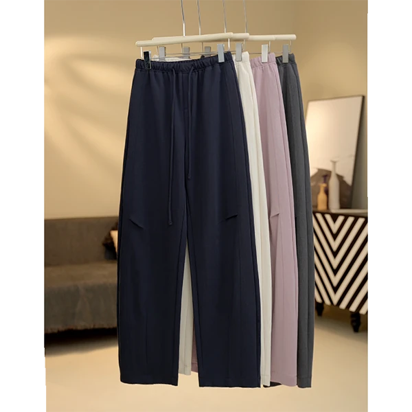 莱赛尔天丝棉立体膝盖收褶窄版香蕉弯刀裤显瘦直筒薄款春夏休闲裤