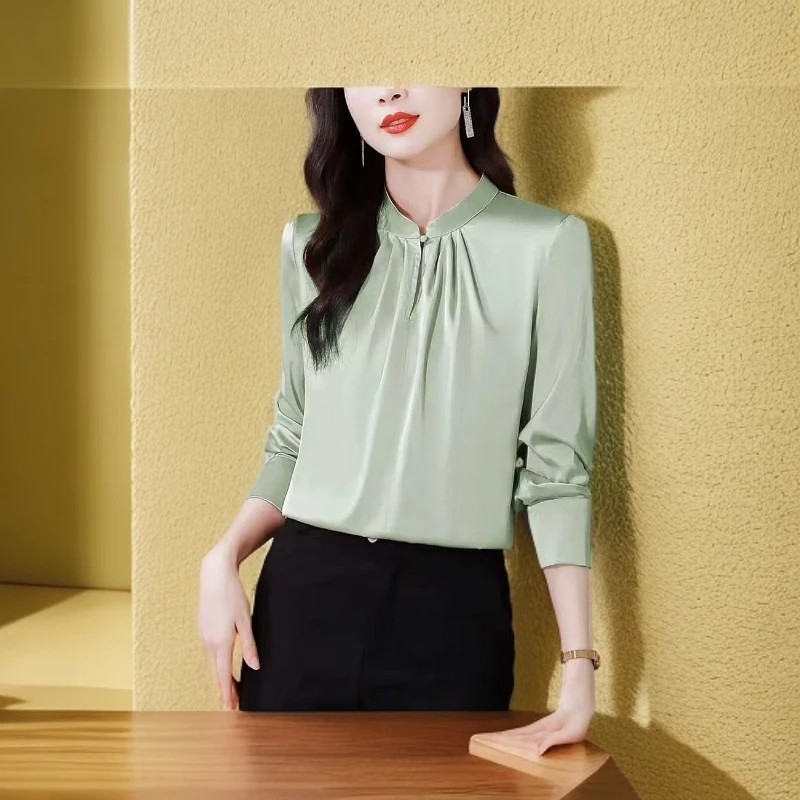 新款缎面衬衫高端轻奢上衣打底防晒