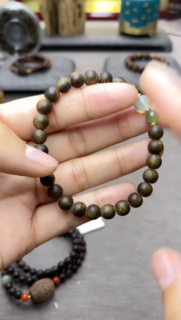 【闪购商品】沉香手串芽庄白棋老料沉水06单圈设计