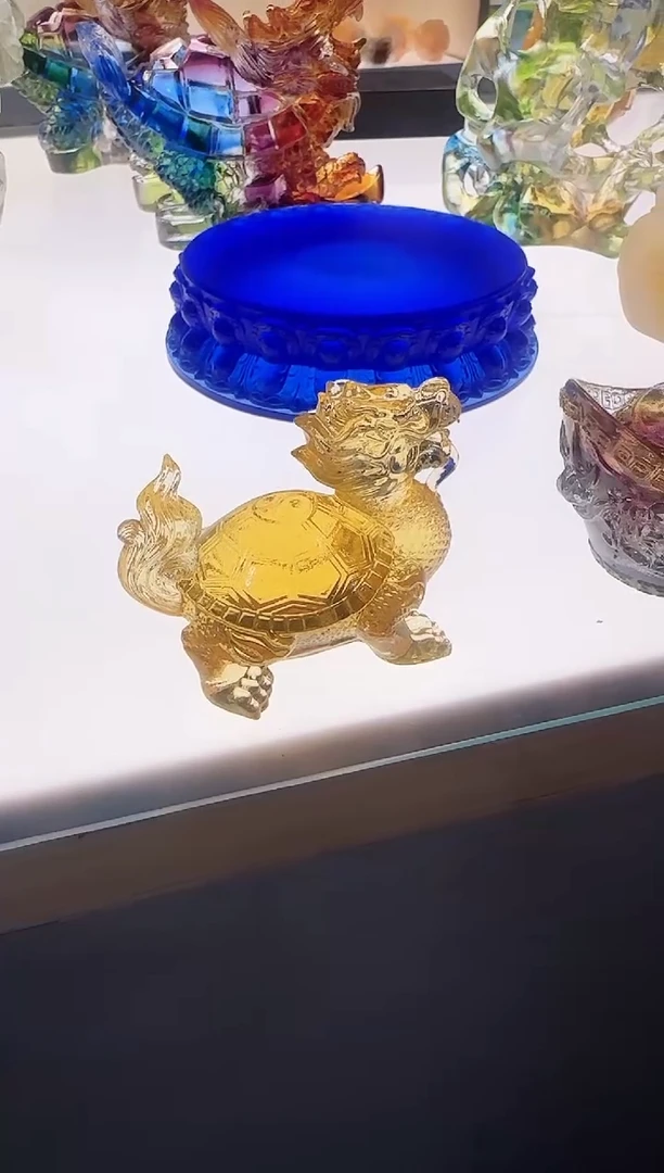 手工艺品琉璃金色龙龟