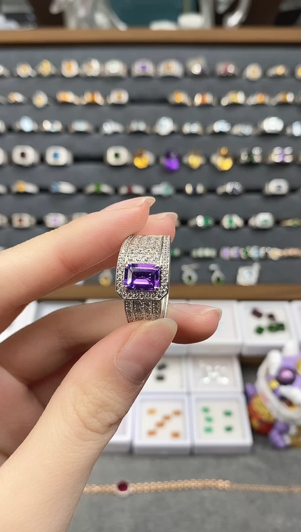 银S925镶嵌戒指紫晶11111