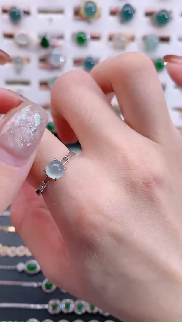 银S925镶嵌戒指翡翠天然翡翠