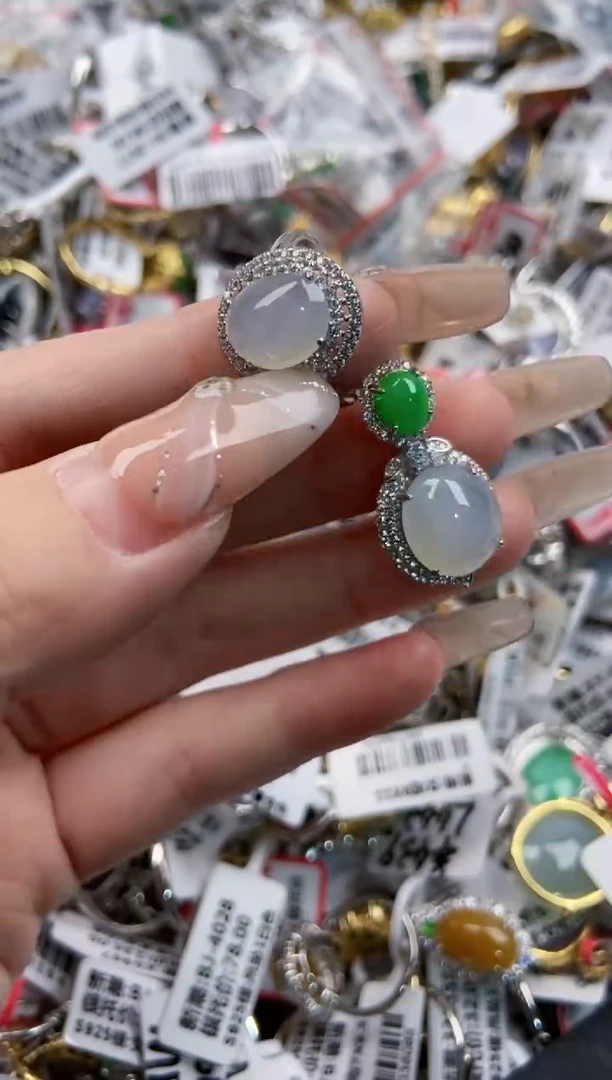 银S925镶嵌戒指翡翠333----1