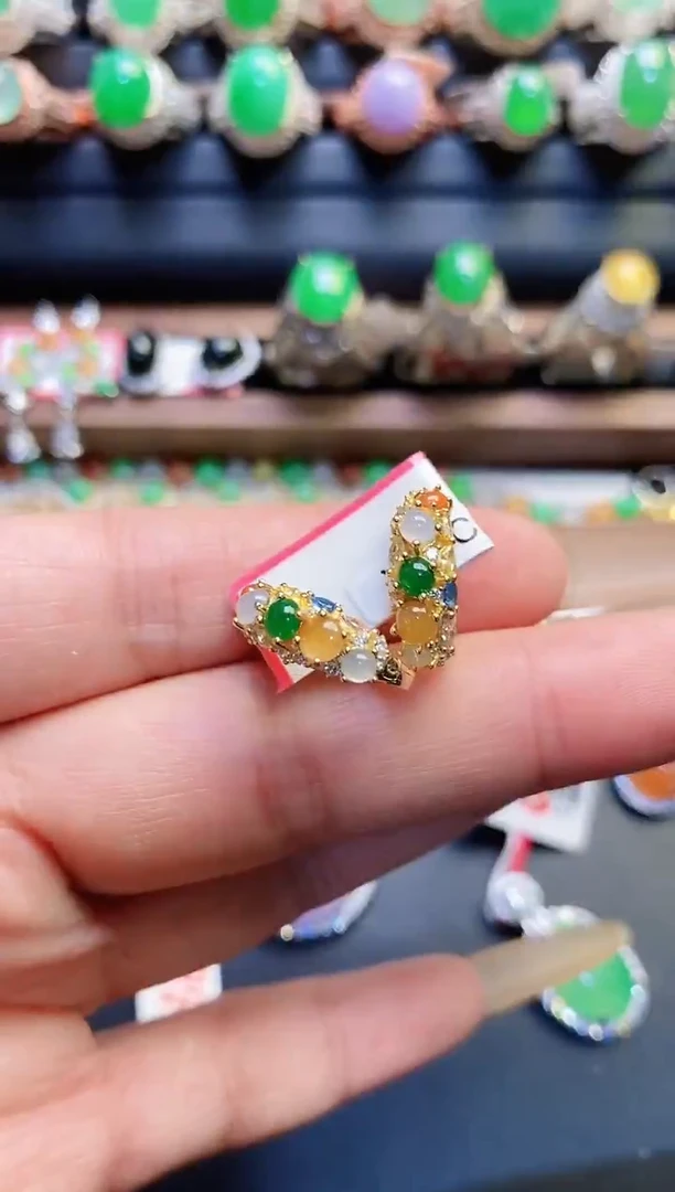 银S925镶嵌戒指翡翠天然