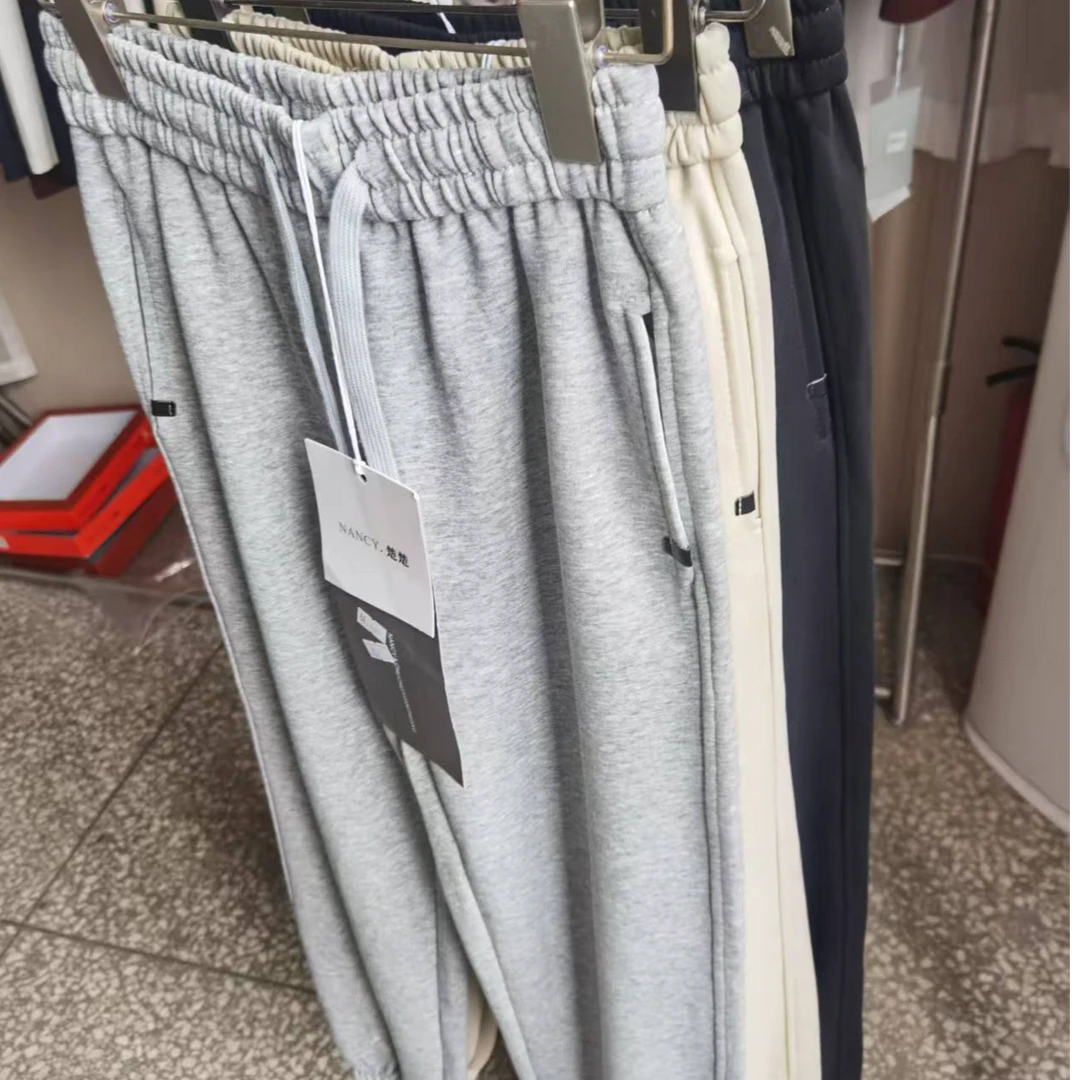 休闲运动春秋卫裤2025新款简约纯色松紧腰九分哈伦裤3368