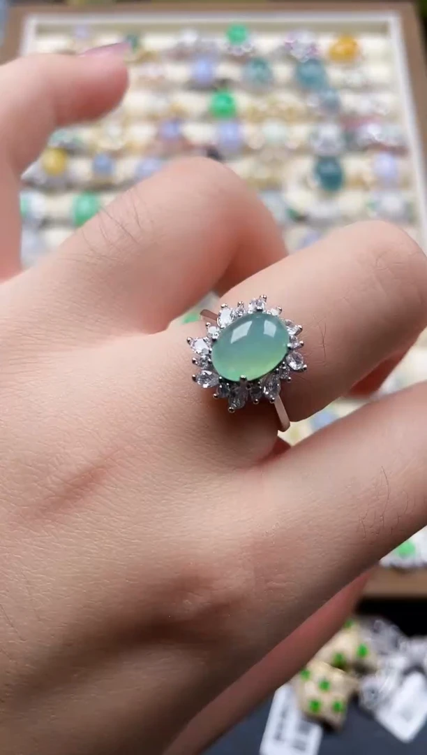 银S925镶嵌戒指翡翠65