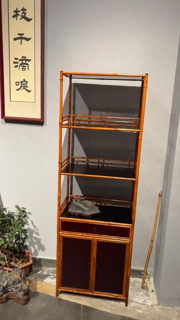 竹梅鹿竹书柜置物架