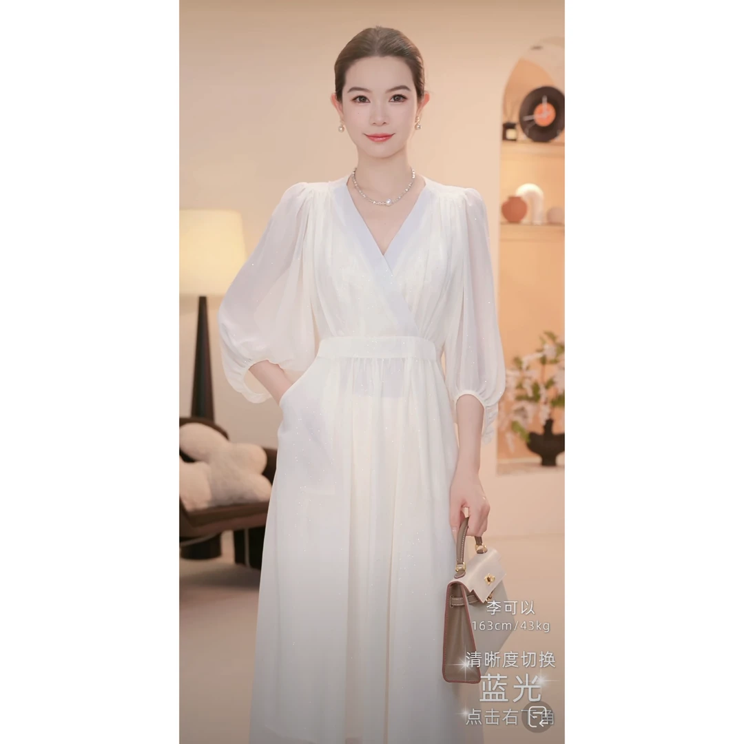 【李可以】新款夏季流行爆款气质名媛轻奢高级感连衣裙9988