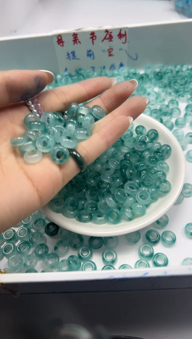 玛瑙/玉髓颈饰未镶嵌w2939蓝水飘花大孔珠9*4mm*10