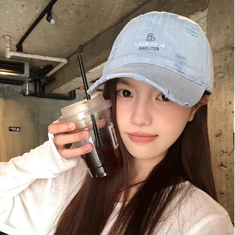 夏季简约刺绣棒球帽女春夏鸭舌帽字母帽子潮流街头水洗遮阳帽软顶