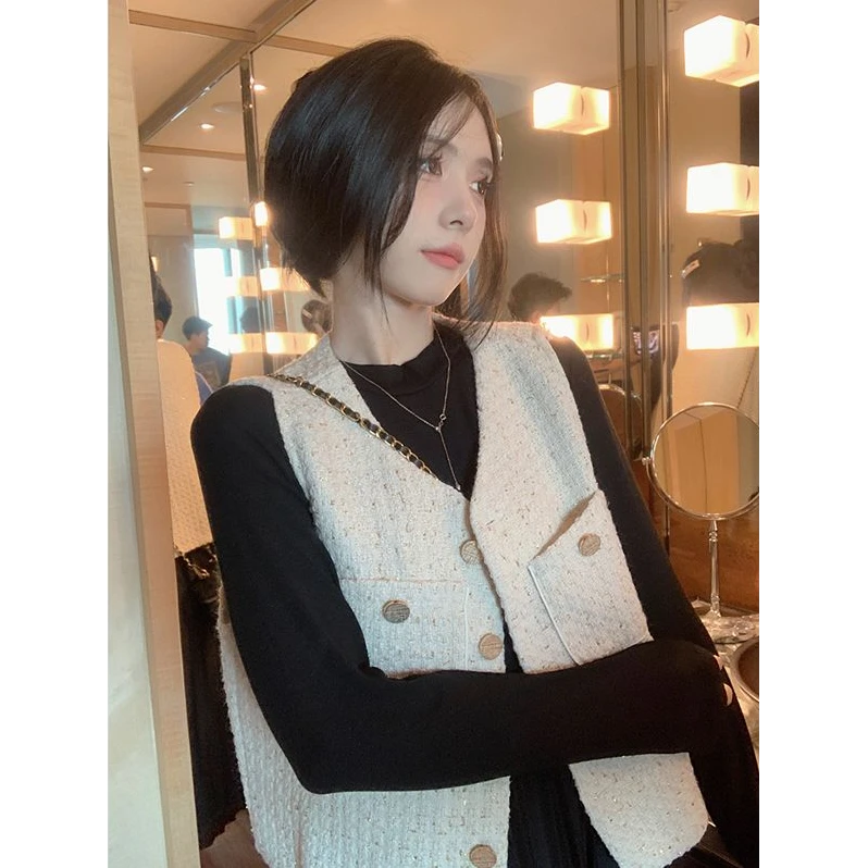 洋气小香风无袖马甲马夹春秋款显瘦女2000