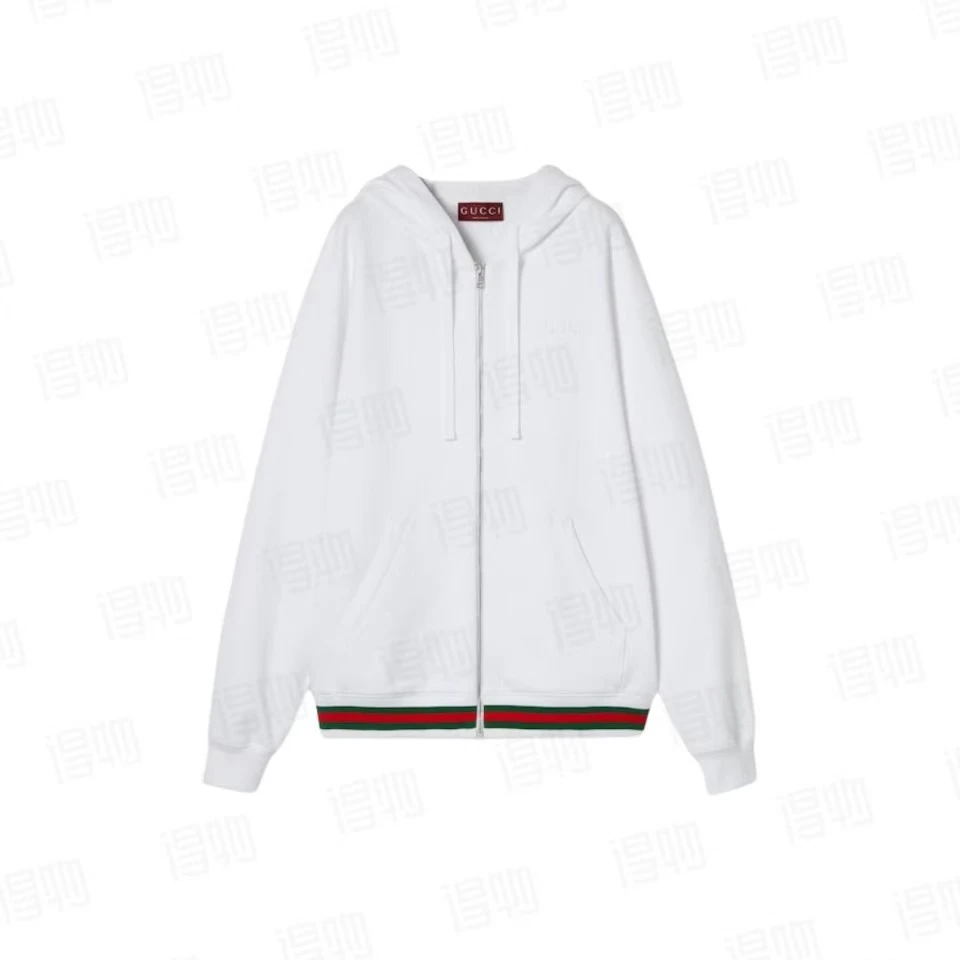 99新 GUCCI/古驰 25春夏新款 红绿织带连帽拉链卫衣外套 xxs码