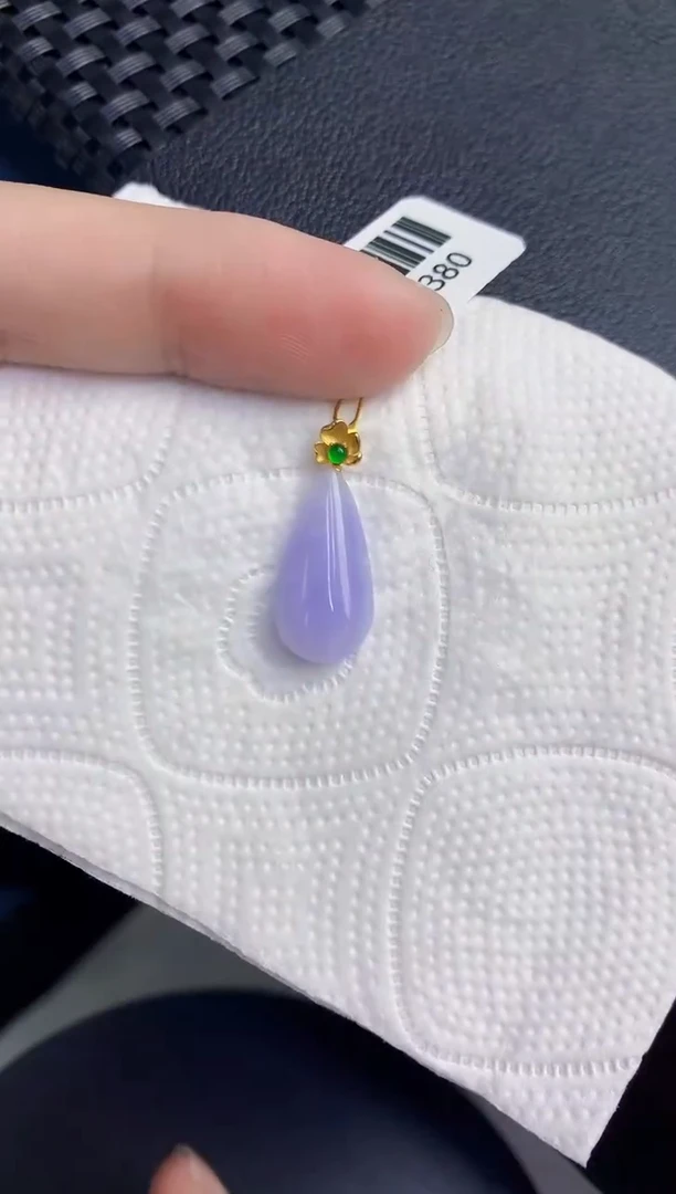 颈饰18K金镶嵌翡翠天然翡翠缅甸A货